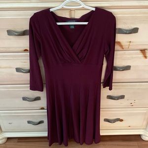 Ralph Lauren Wine Colored 3/4 Sleeve Dress